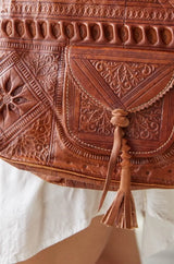 ladies bucket style bag with embossed Moroccan print