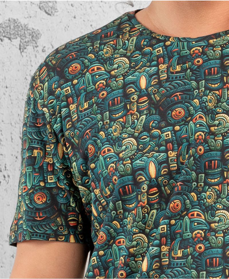 mayan print mens cotton t-shirt