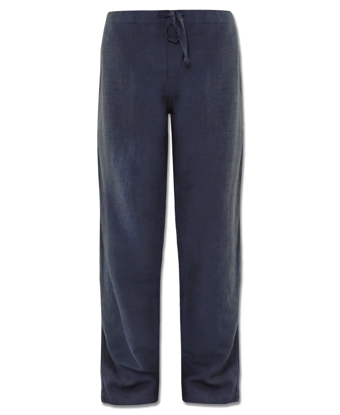 Navy blue lounge pants on a white background