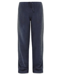 Navy blue lounge pants on a white background