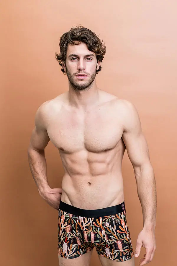 grass tree print bamboo mens boxers