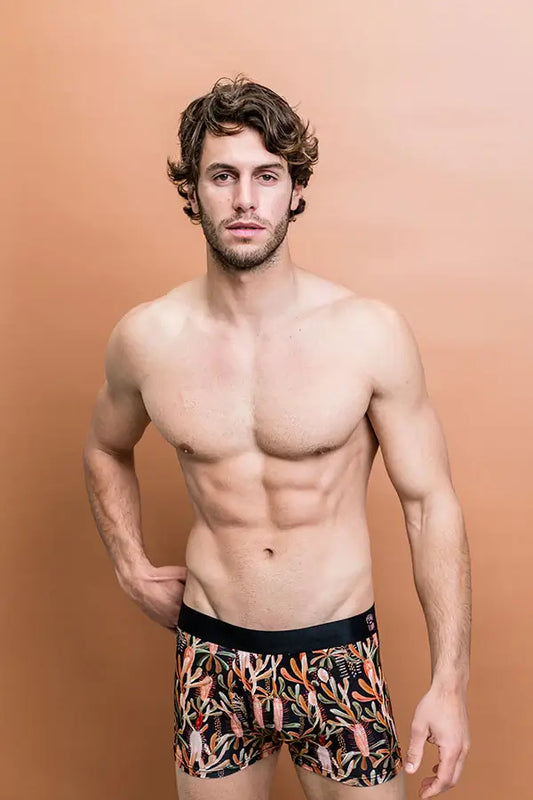 grass tree print bamboo mens boxers