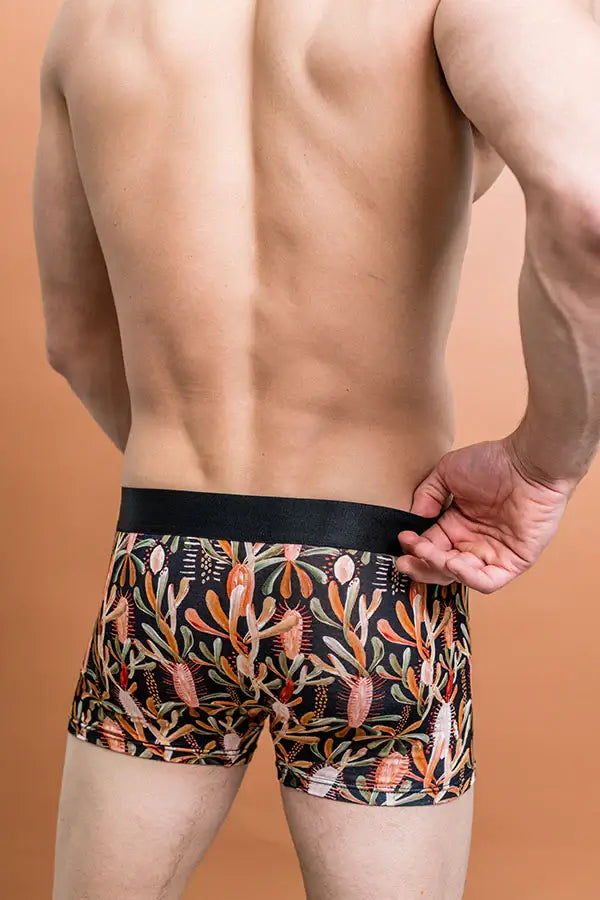 grass tree print bamboo mens boxers