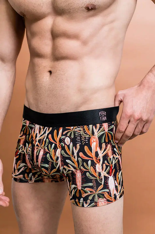 grass tree print bamboo mens boxers