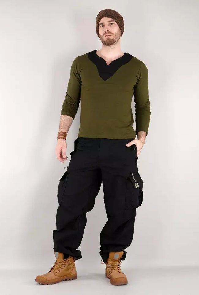 Molecule Venture Pants 45019 black unisex baggy cargo pants front view