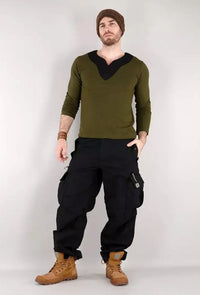Molecule Venture Pants 45019 black unisex baggy cargo pants front view