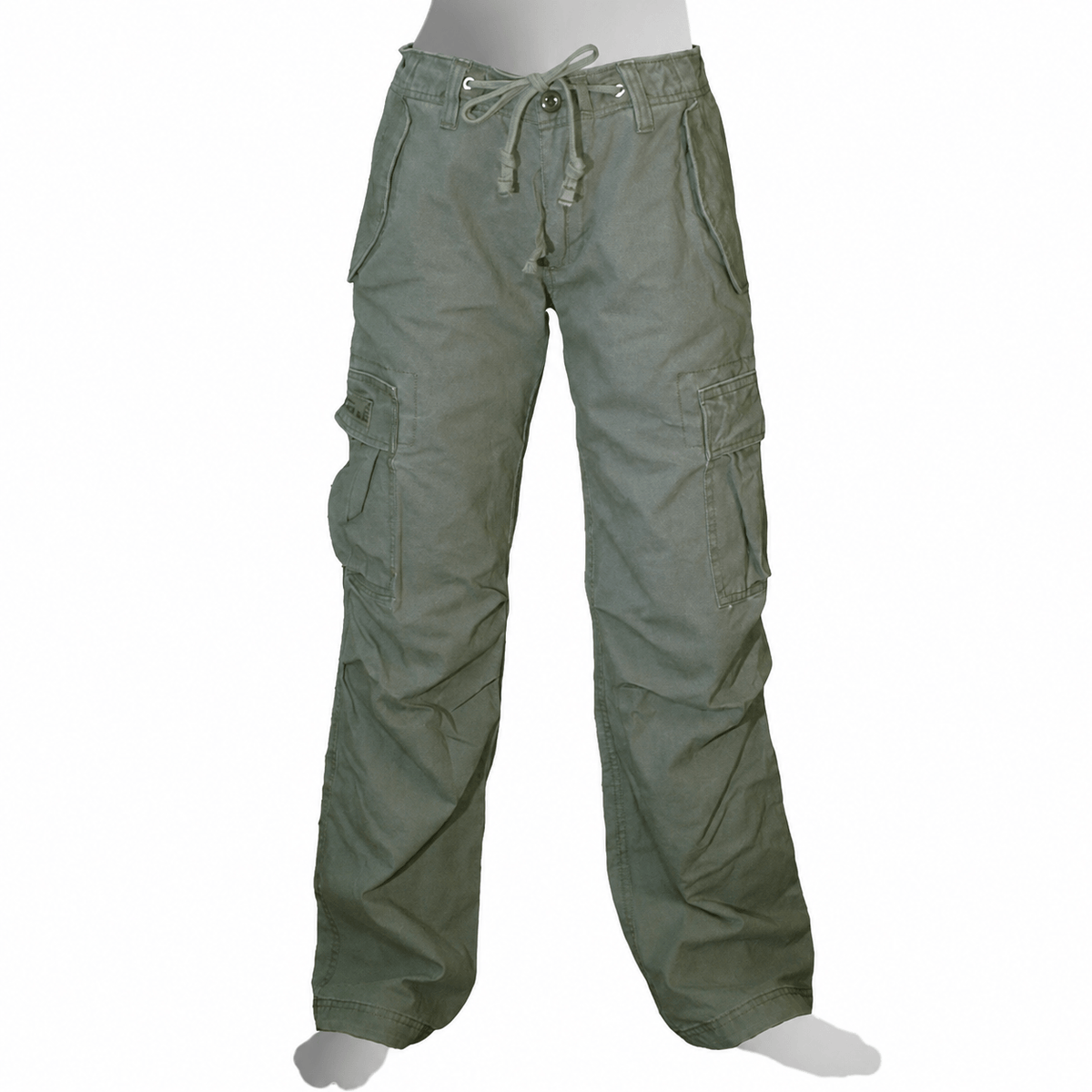 Green cargo pants on a white background