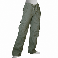 Green cargo pants on a white background