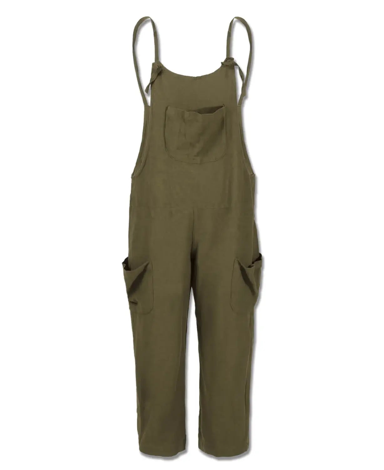 Green overalls with suspenders on a white background