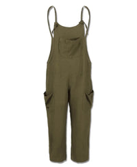 Green overalls with suspenders on a white background