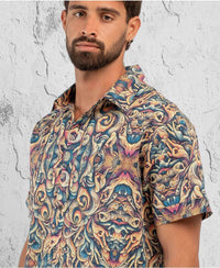 men's psychedelic printed button up shirt