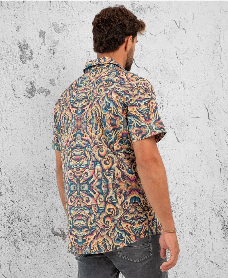 men's psychedelic printed button up shirt
