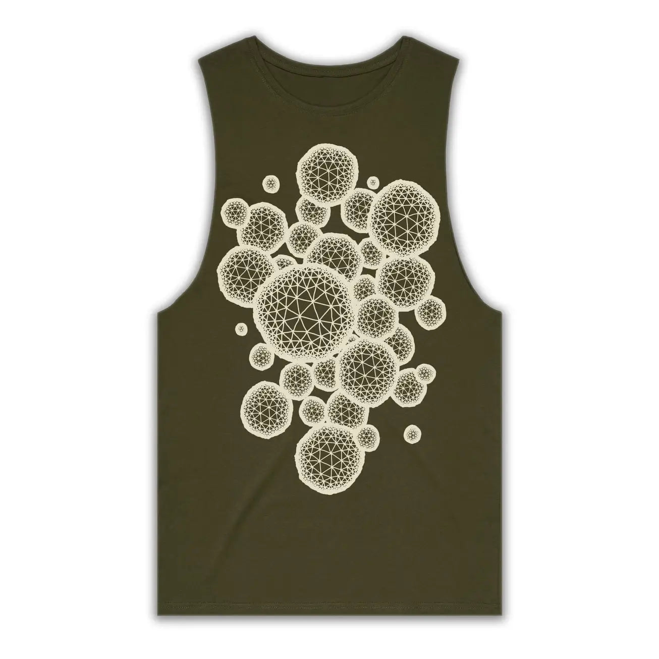 mens green tank with geometry print
