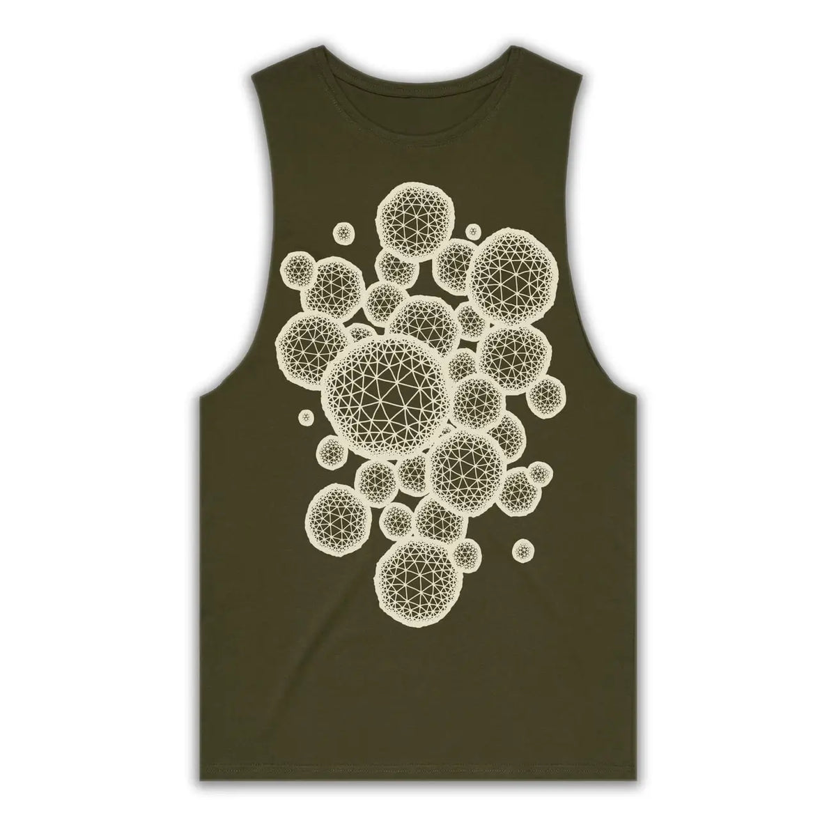 mens green tank with geometry print