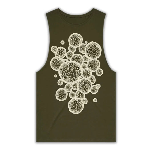 mens green tank with geometry print