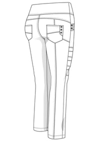 Line drawing of a pair of pants on a white background