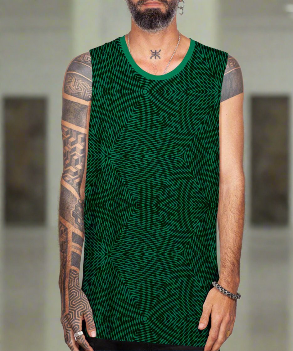 mens cotton print psychedelic tank  