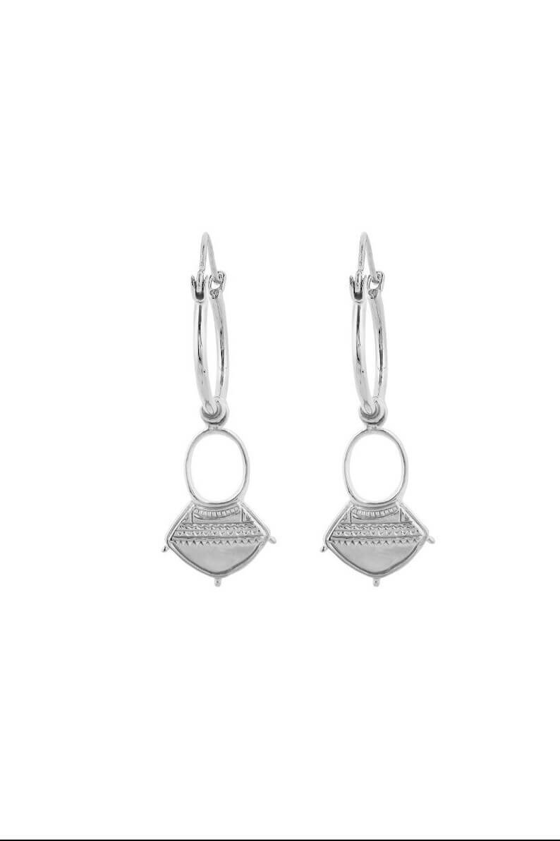 nakila aalia hoop earrings in white metal