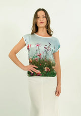 harriet jane silk tshirt with seaside meadow flowers print