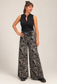Tantrika Octopus Pants in black with intricate grey octopus print
