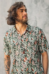 100% tencel shirt with protea botanical print mens shirt