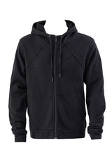 Black hoodie with a zipper on a white background