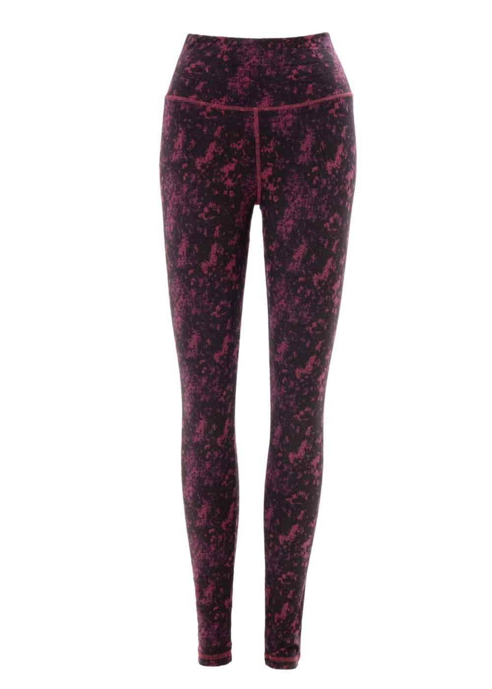 ladies bamboo leggings with acid wash print by nomads hemp wear