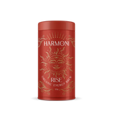 Red cylindrical container with gold design and 'Harmoni' branding on a white background