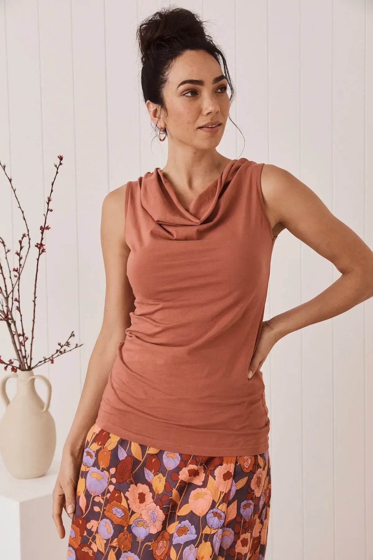 rosa cowl neck cotton top by mahashe