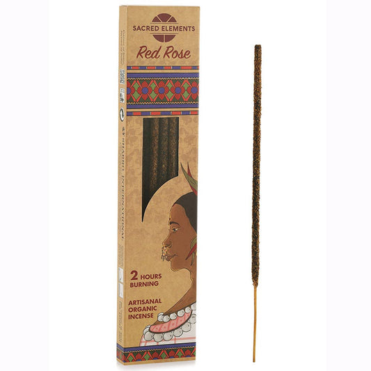 Sacred Elements Red Rose Incense Sticks with natural rose petals and bundled incense sticks