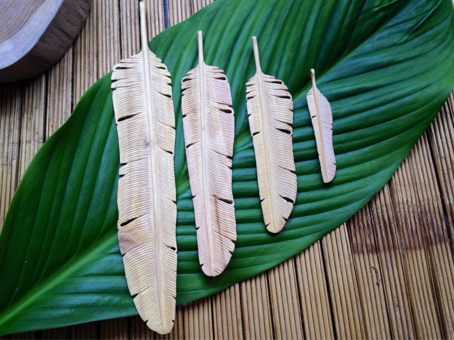 Sandalwood Feather Tribe Necklace Various Sizes Tantrika Australia