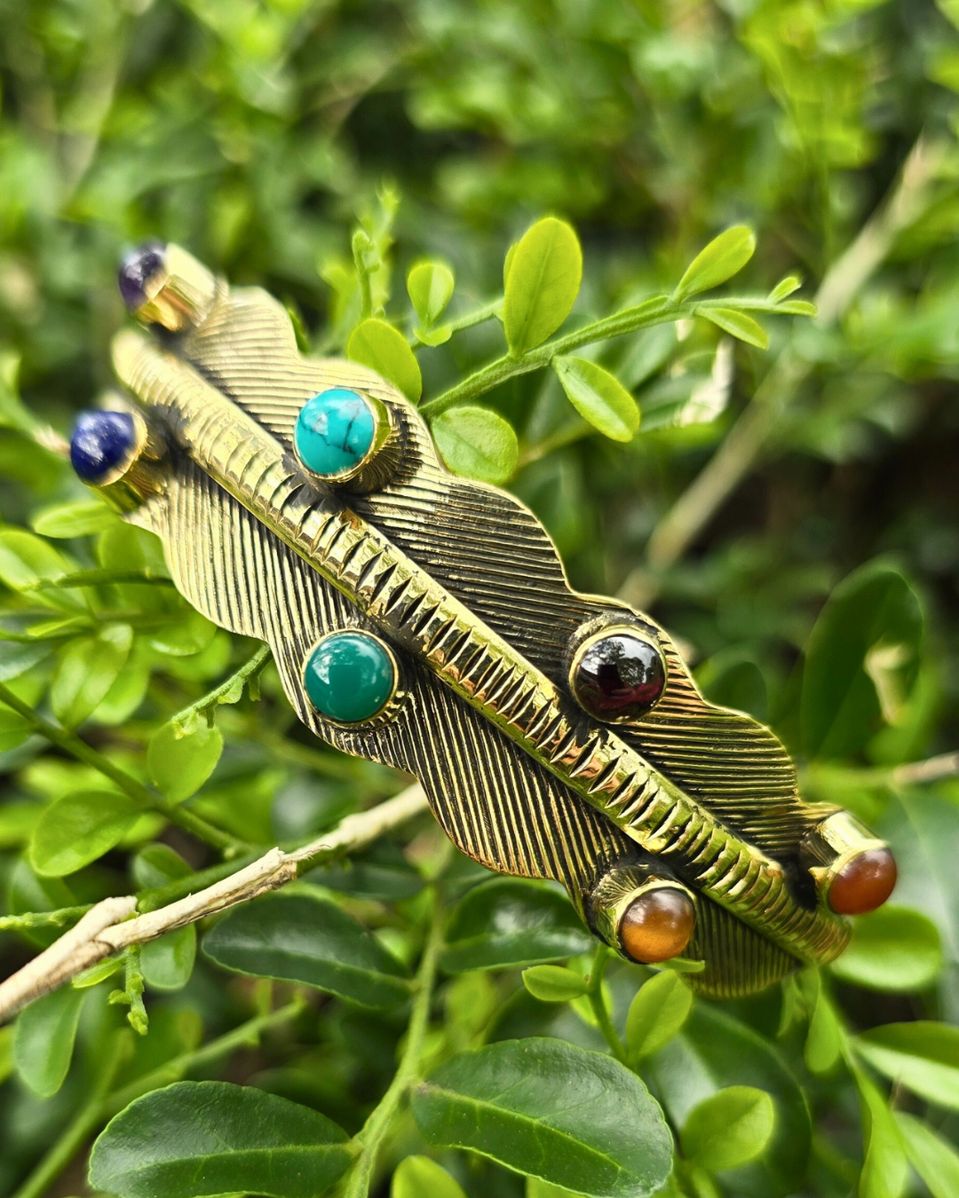 sevenfold leaf gemstone bangle tantrika jewellery australia
