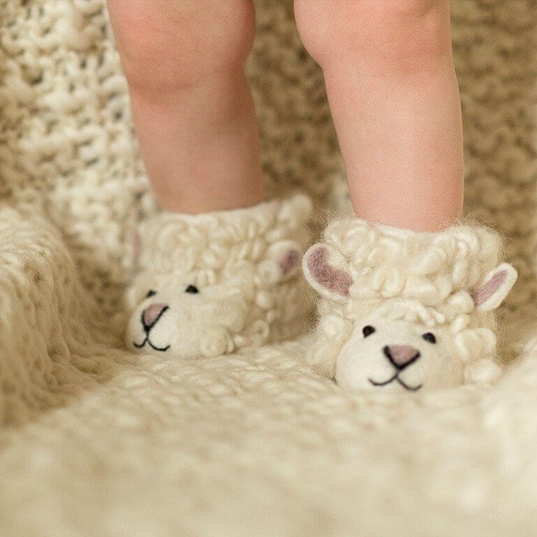 hand made felt sheep kids slippers