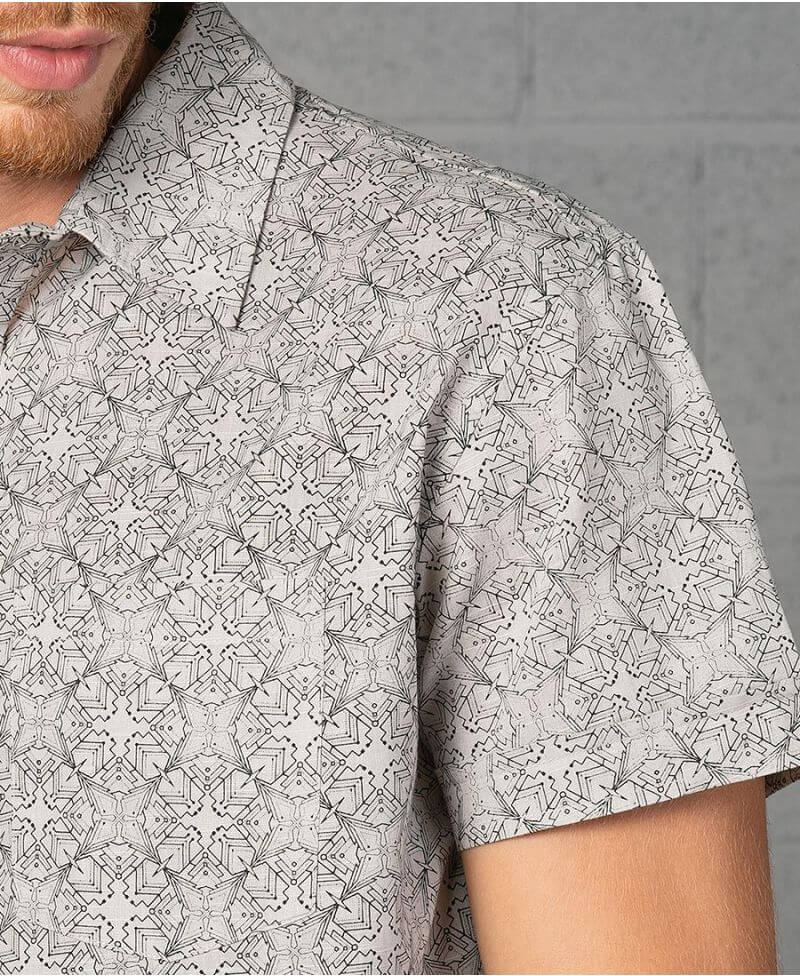 mens button up shirt with geometric print