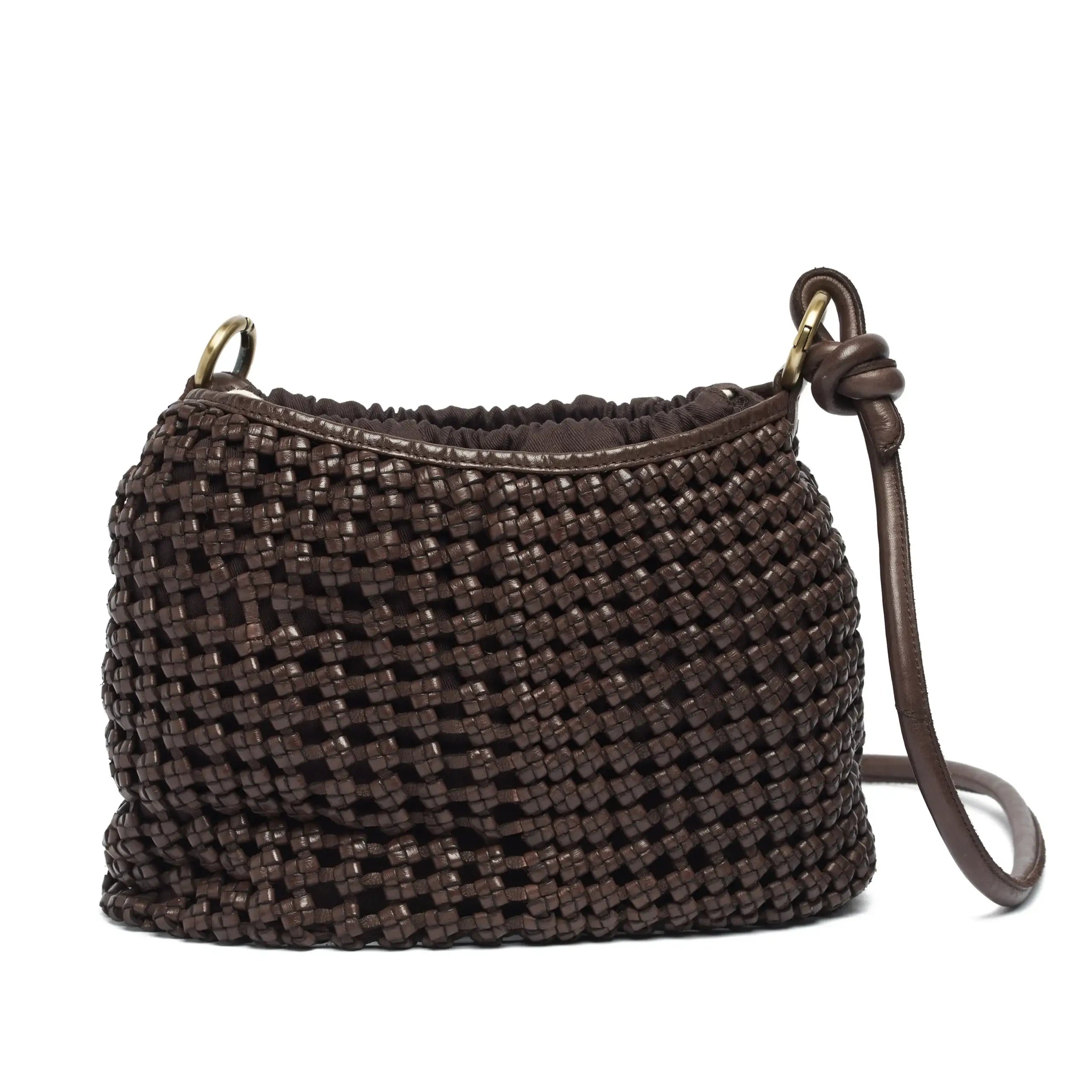 tallow ladies leather woven shoulder bag
