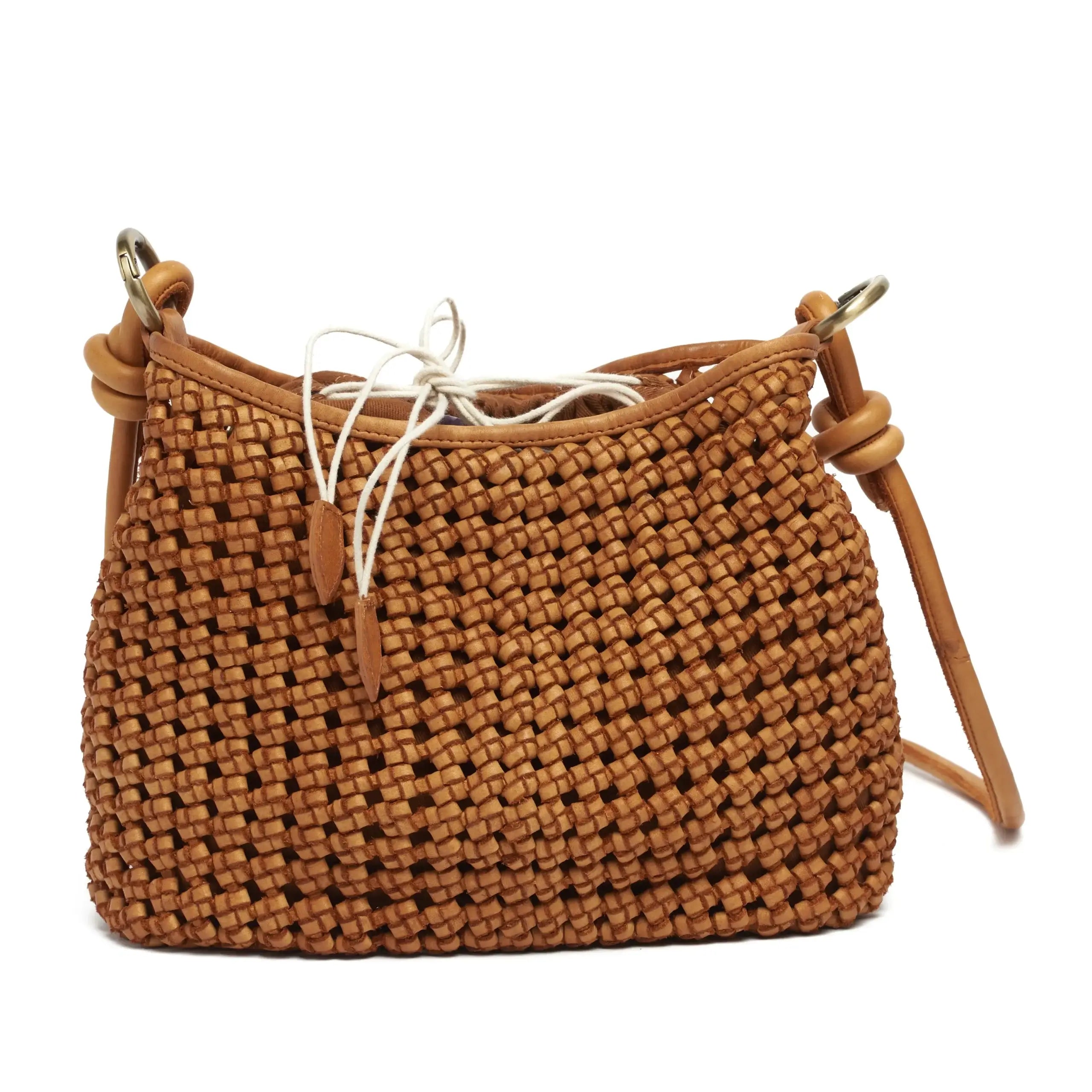 tallow ladies leather woven shoulder bag
