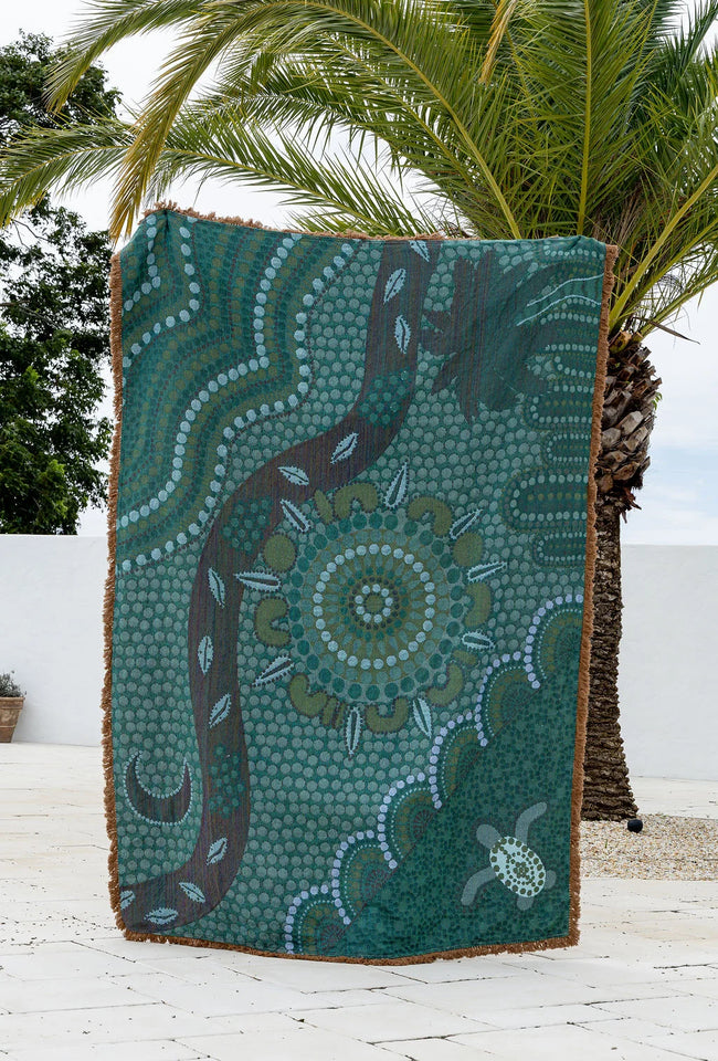 The Drift Of Our Elders Indigenous Art Throw Rug