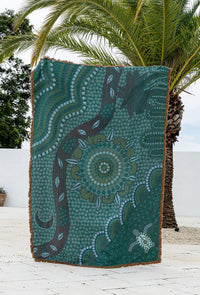 The Drift Of Our Elders Indigenous Art Throw Rug