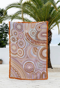 The Sun & The Seven Sisters Indigenous art throw rug in recycled cotton