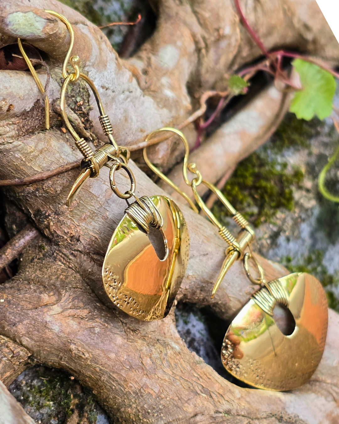 tribal shield brass earrings tantrika jewellery australia