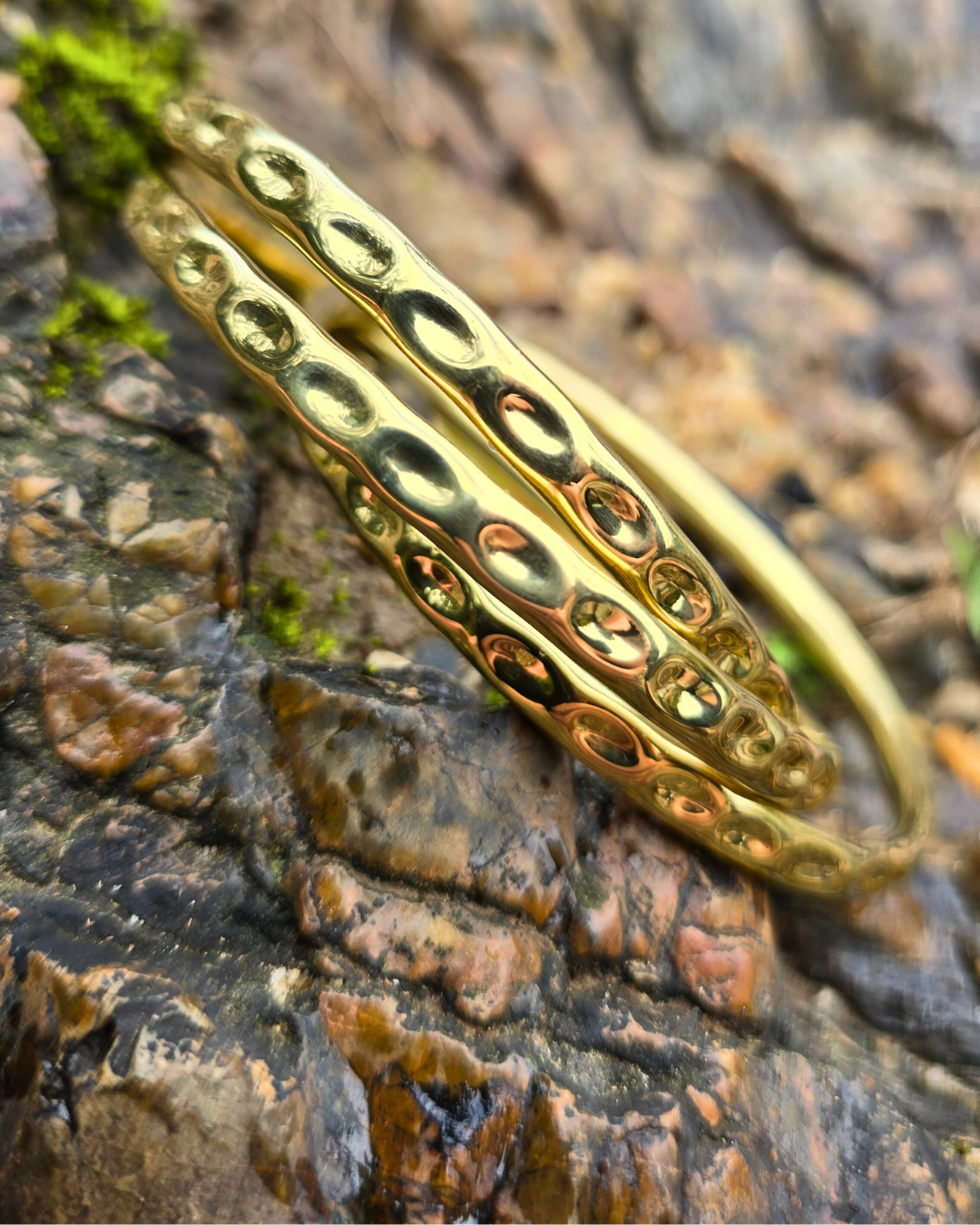 trina gold brass bangle tantrika jewellery sustainable fashion australia