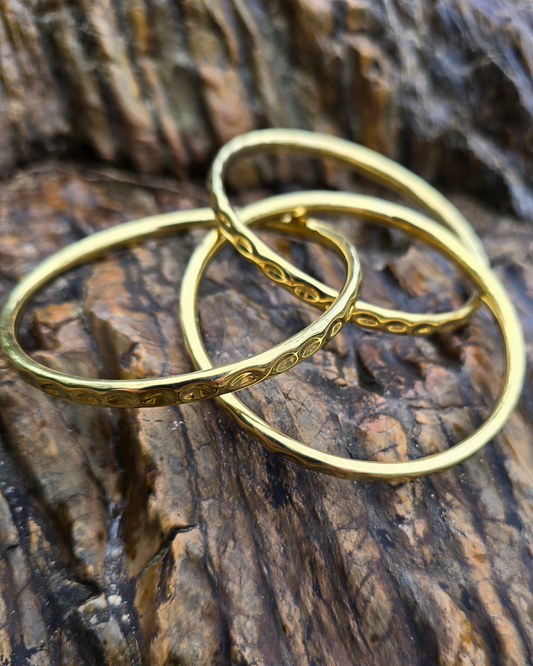 trina gold brass bangle tantrika jewellery sustainable fashion australia