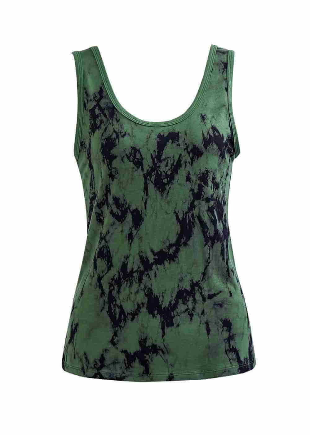 Green tie-dye tank top on a white background