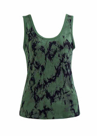 Green tie-dye tank top on a white background