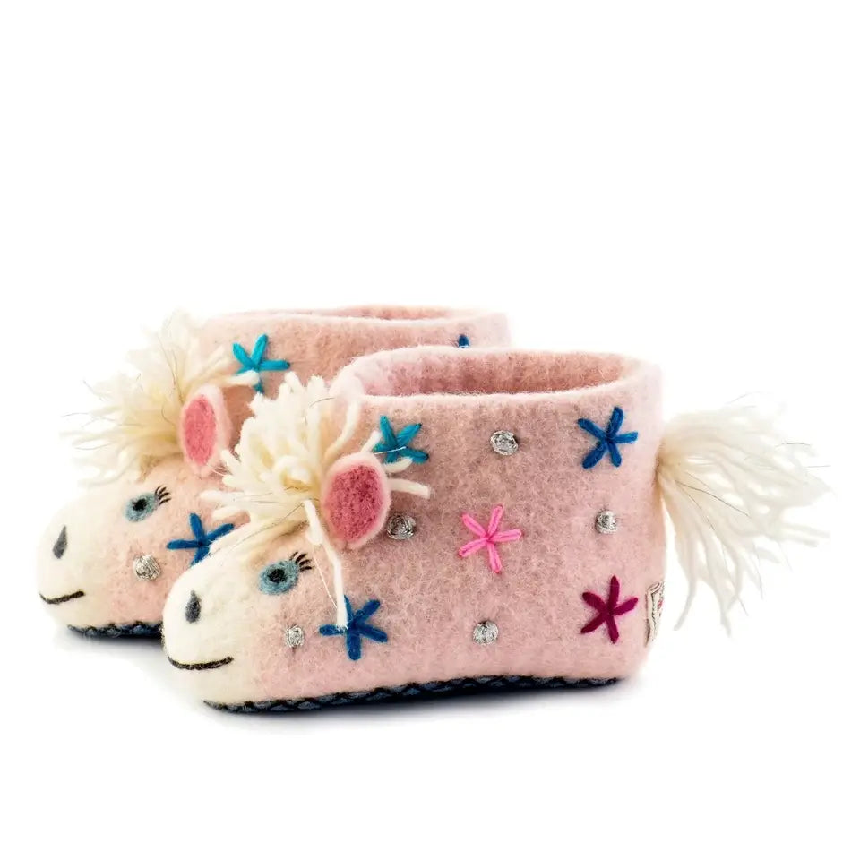 unicorn felt slippers 