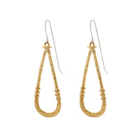 Zuri Earrings - Brass long statement earrings with decorative brass detailing and sterling silver hooks