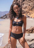 Nomads Hemp Bamboo Minx Bra in Black on Model Sustainable Organic Natural Underwear Tantrika Australia