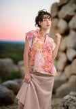 Harriet Jane Hemp Top Australian Made Dahila Roses Tantrika