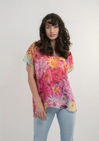 Harriet Jane Linen Top- Dahlia (One Size)