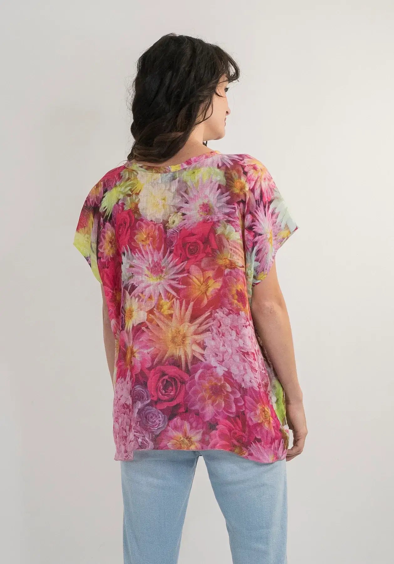 Harriet Jane Linen Top- Dahlia (One Size)